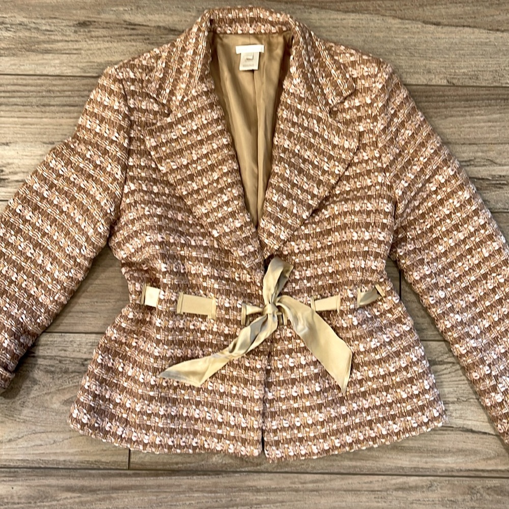 Austin Reed Vintage Ribbon Sash Waist Blazer Coat